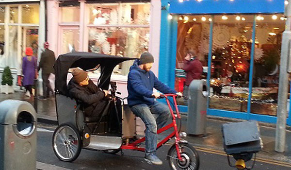 Filming from a rickshaw in Dublin